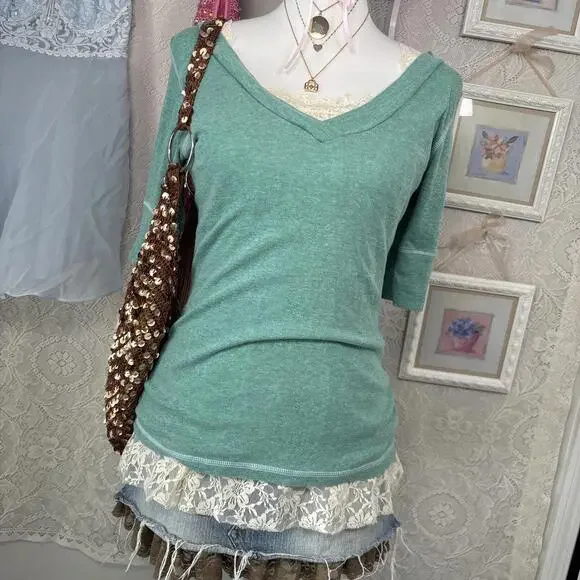 y2k fitted layering babydoll top - Picture 2 of 5